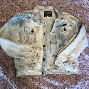 Distressed bleached jean jacket